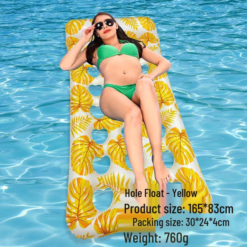 Inflatable PVC Float Recliner: Foldable Striped Swimming Bed