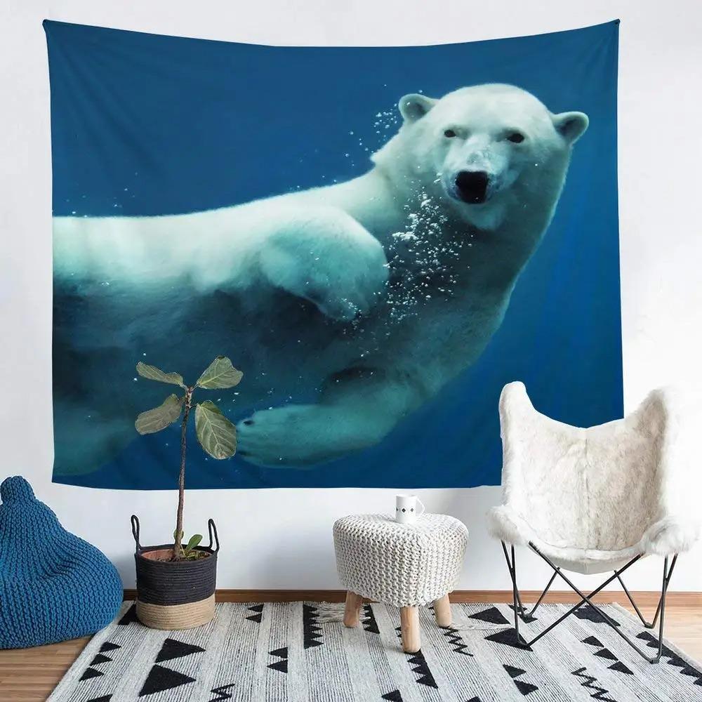 Polar Bear Pattern Background Cloth Office Living Room Tapestry Home Wall Decoration Tapestry