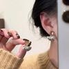 Coffee Diamond Heart Ginkgo Leaf Earrings for Women - Trendy, Elegant, Light Luxury Ear Accessories