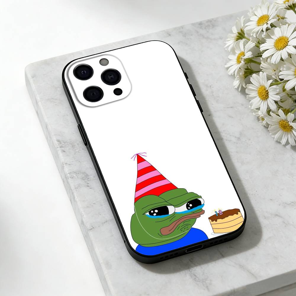 Funny P-Pepe the F-Frog Phone Case For iPhone 17,16,15,14,13,12,11 Plus,Pro,Max,Mini Silicone Black Soft Cover