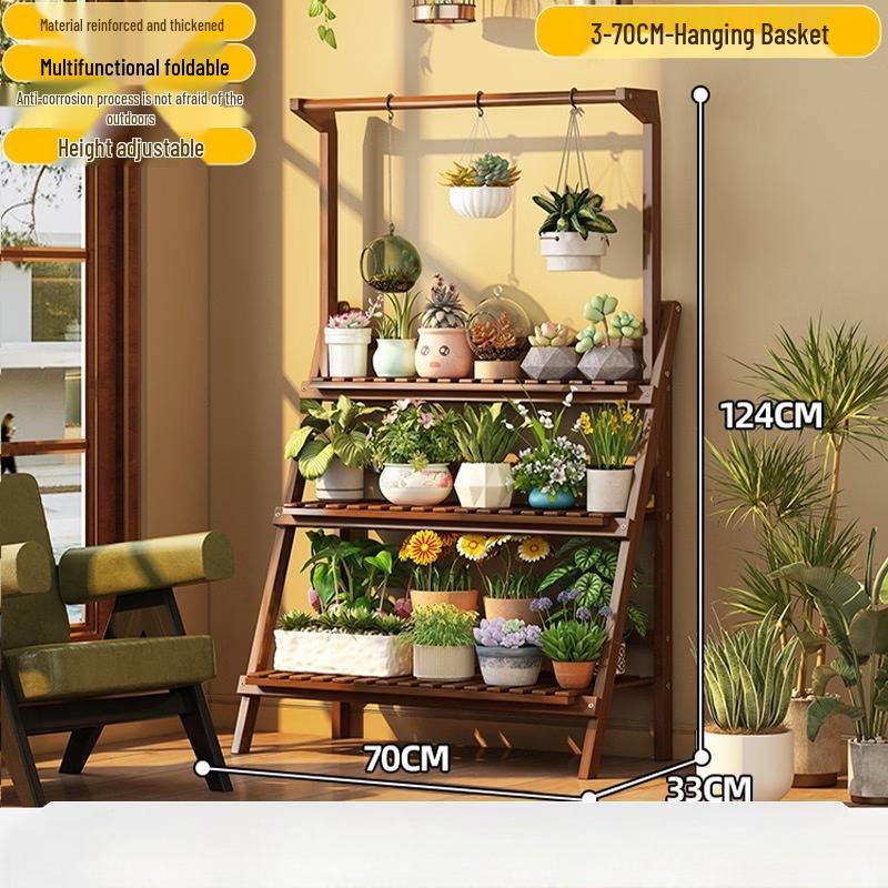 Folding Resin Multi-Tier Ladder Flower Stand