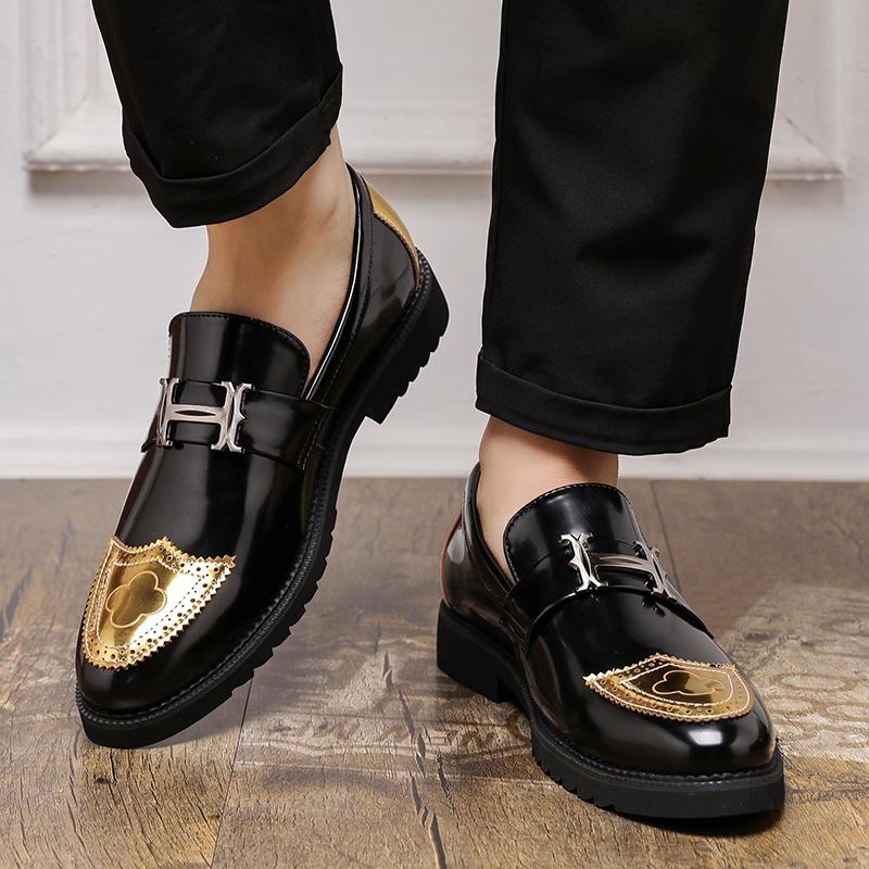 Vintage Men Buckle Loafers Shoes Bright Leather Comfortable Dress Wedding Fashion Party Shoe Mens Business Oxfords Slip-On Flats