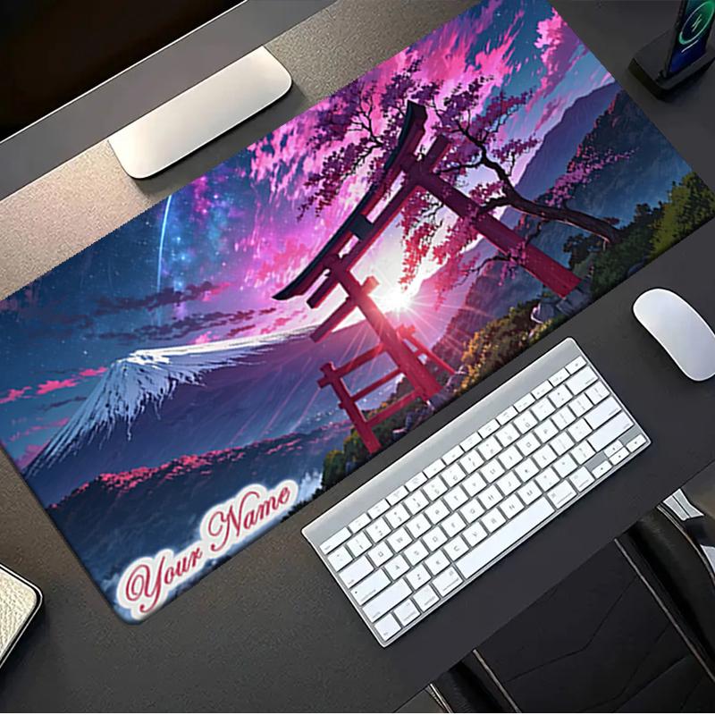 1PC Custom Name Japanese Torii Gate Mount Fuji Mouse Pad, Keyboard and Mouse Desk Pad, for Computer Notebook  Birthday Gift For Any Room Or Office