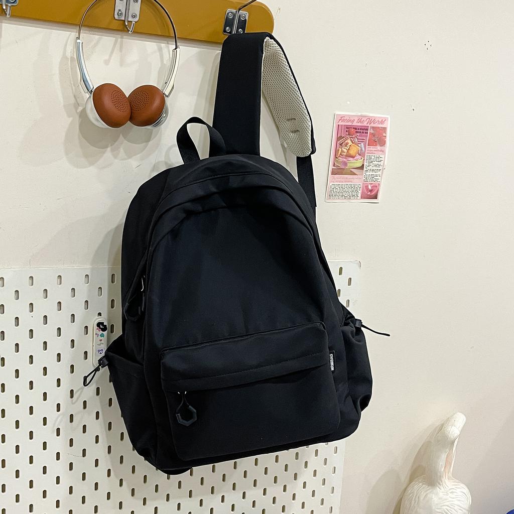 Schoolbag new college student schoolbag female Korean version ins large capacity simple solid color backpack junior high school backpack