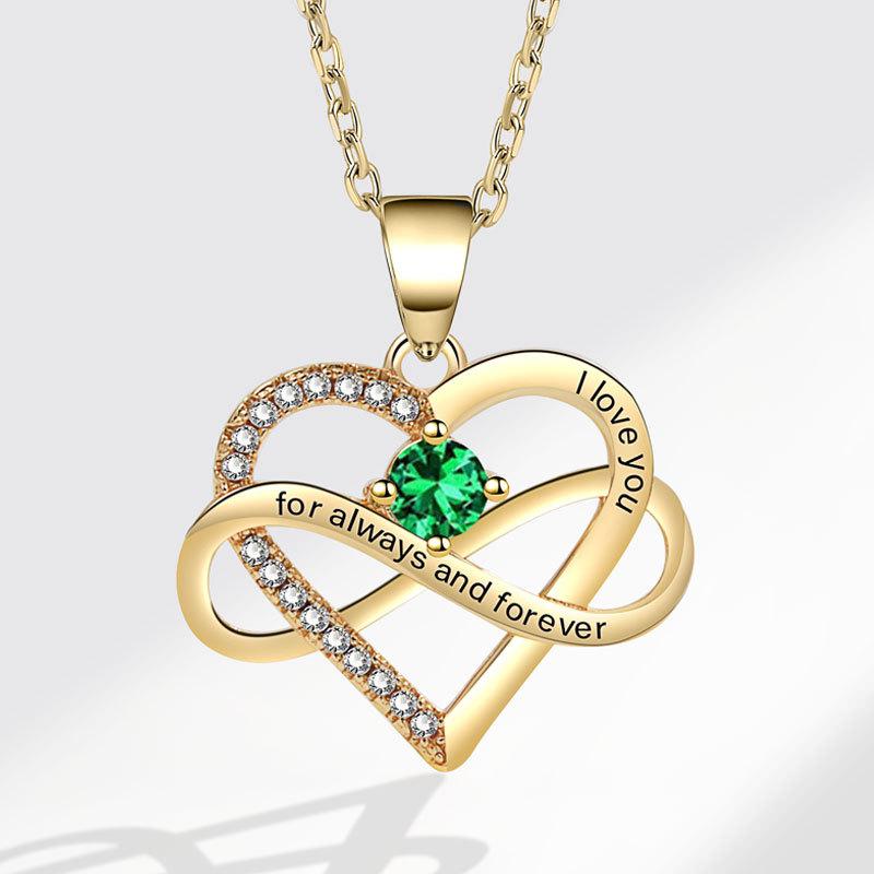 Fashionable Zircon Heart Large 8 I Love You Letter Necklace Women's Versatile Jewelry