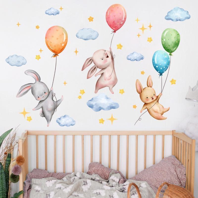 Wall Decals Rabbit Clouds Star Balloon Wall Decals Background Wall Decoration