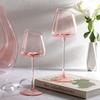 Pink High-end Red Wine Glass, Household Light Luxury Ins-style Wine Glasses, Champagne Glassware, Diagonal Crystal High Barware