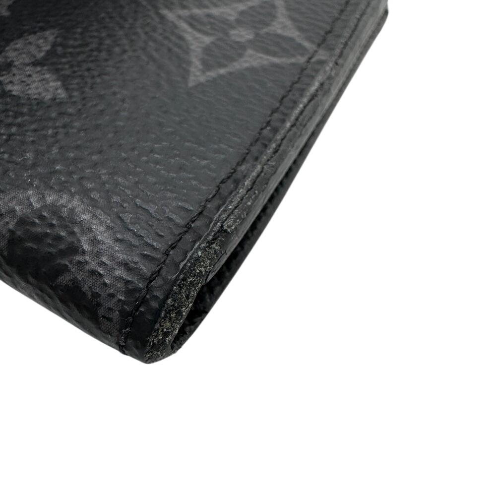LOUIS VUITTON M63536 Monogram Eclipse leather Portemonejour Coin case gray leather mens Used