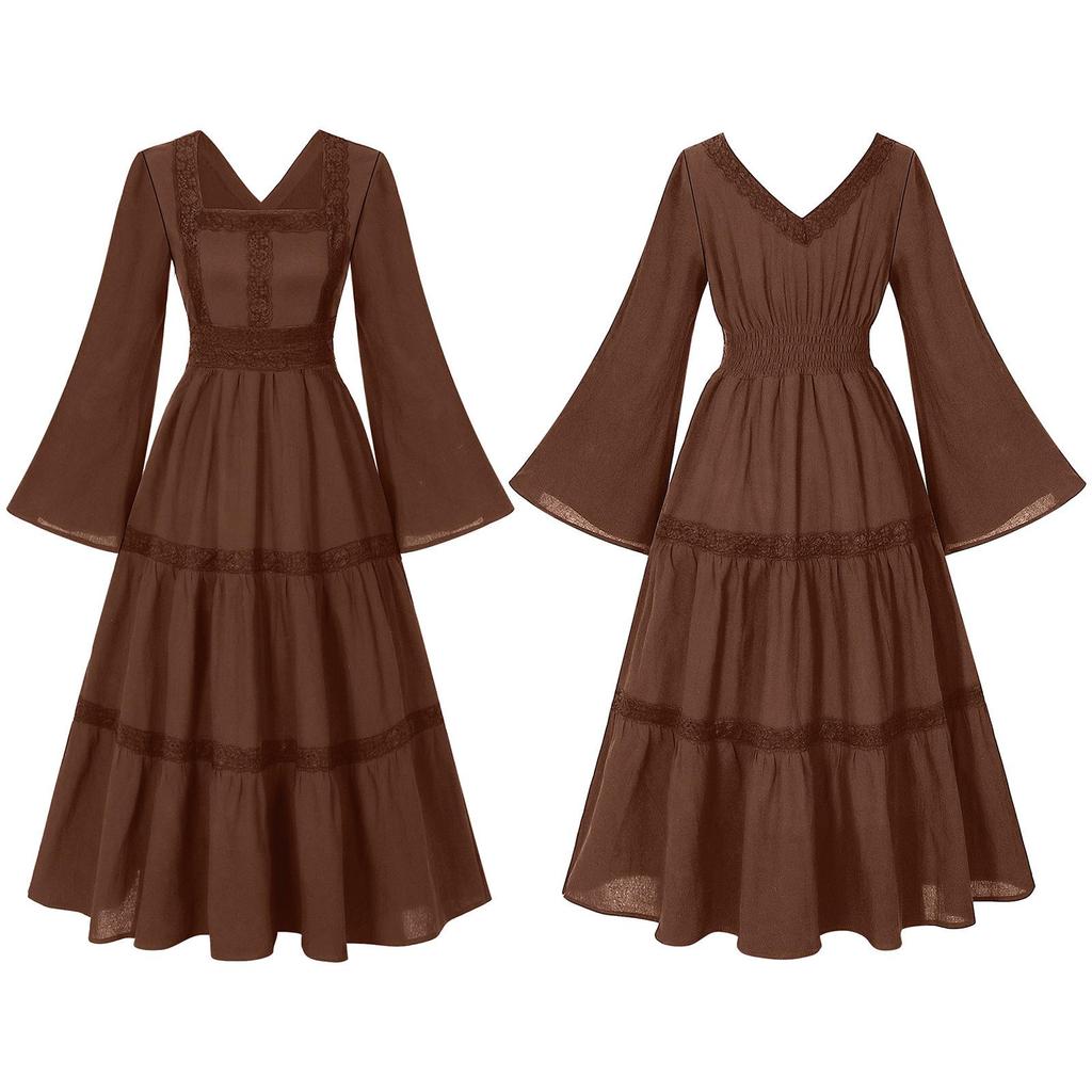 Abito Formale da Donna Medievale Rinascimentale Retro Irregolare per Palcoscenico