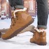 TUINANLE Winter Barefoot Boots Men Winter Sneakers Ankle Snow Shoes Plush Hiking Boots Warm Sporting Shoes Big Size 48Black