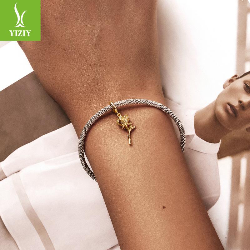 Vergoldetes 925er Sterlingsilberarmband mit Perlen-Accessoires, Love Bee DIY-Perlenanhänger.