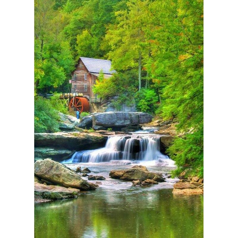 DIY 5D Diamond Painting Waterfall Scenery Cross Stitch Full Round Drill Landscape Diamond Embroidery Mosaic Home Decor