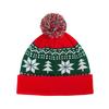 Unisex Christmas Knit Beanie, Pom-Pom Hat with Snowflake Pattern, Warm Winter Holiday Headwear