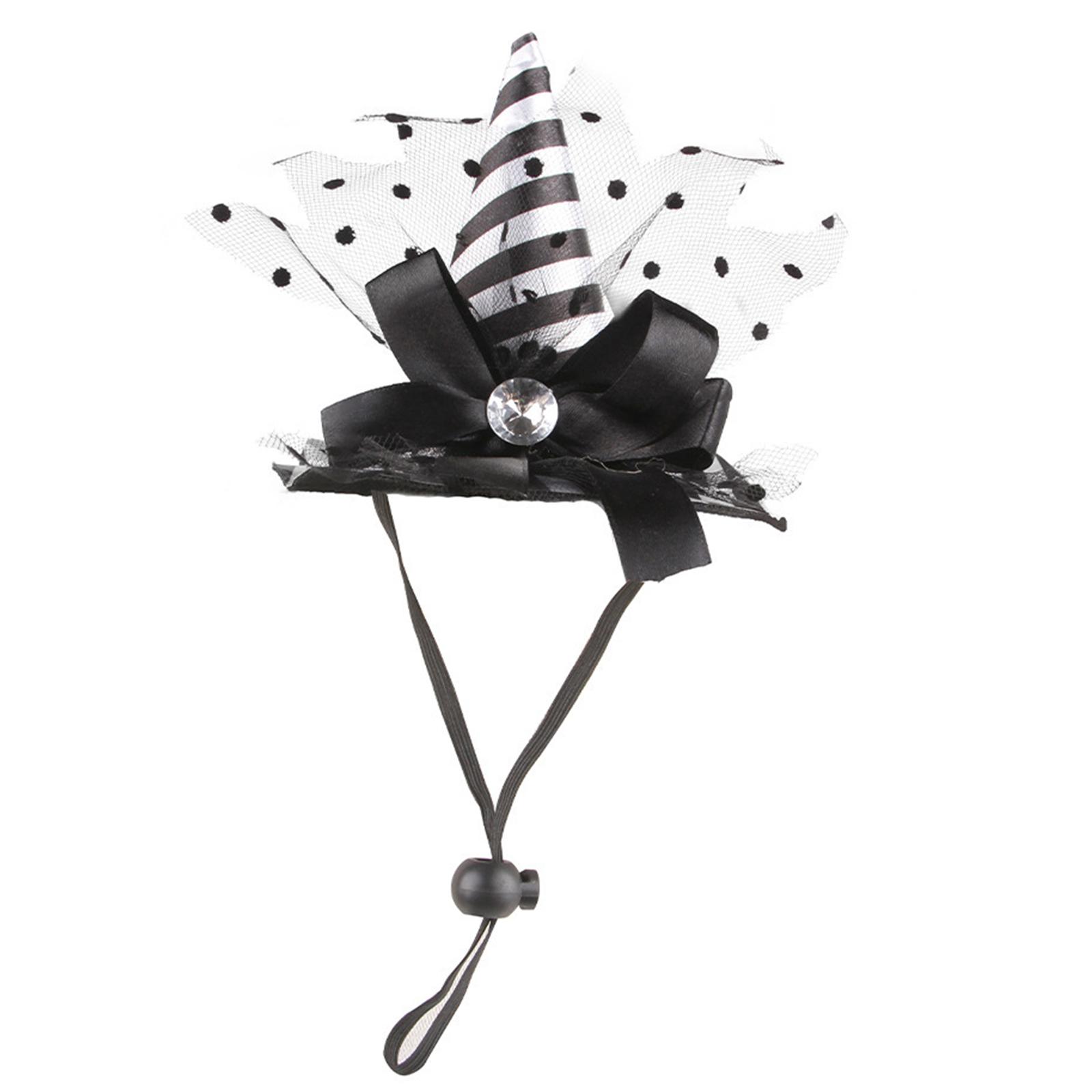 Pet Witch Hat Halloween Carnivals Photography Dogs Witch Hat with Stretch Chin Rope Party Cosplay Hat for Small Dogs D