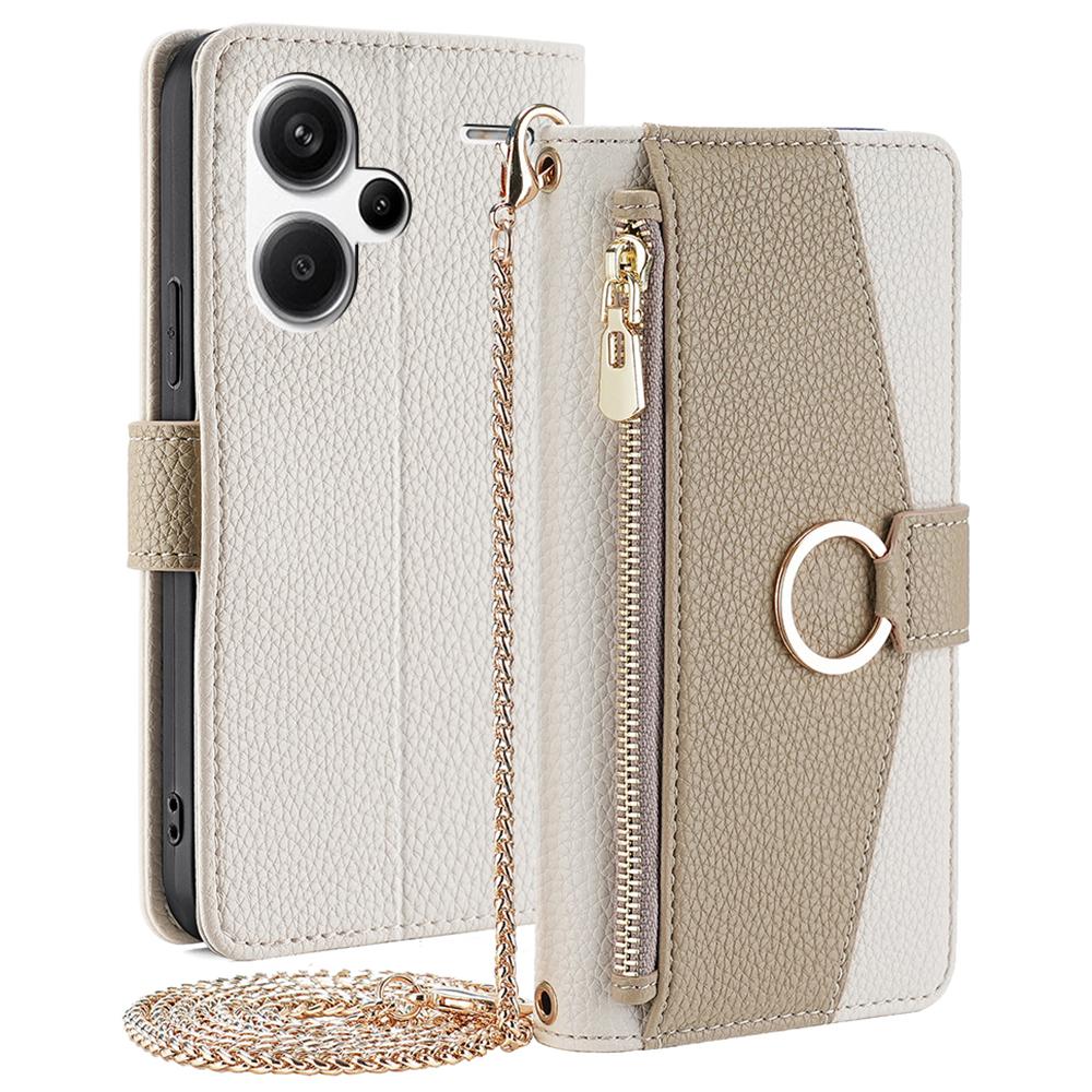 For Xiaomi Redmi Note 13 Pro+ 5G Crossbody Case Zipper Pocket Phone Cover with Makeup Mirror