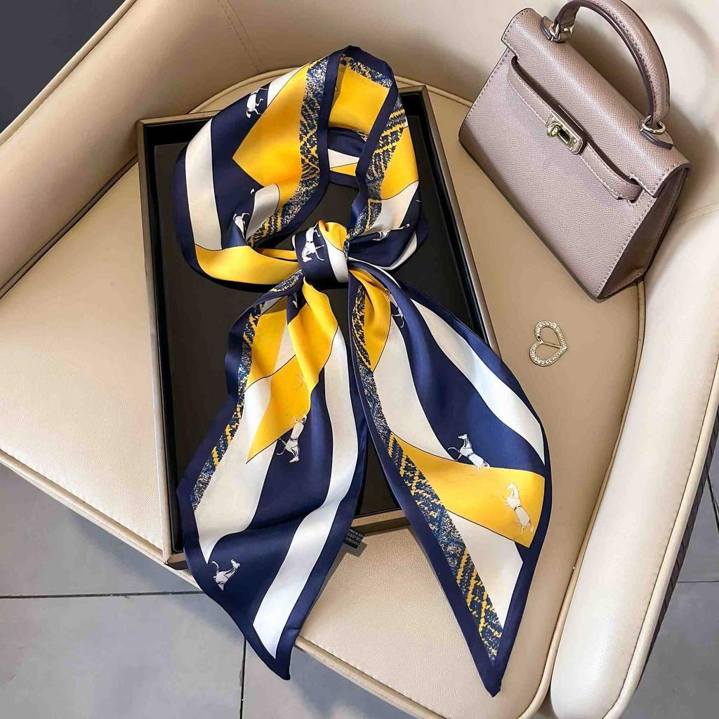 Art French Polka Dot Long Silk Scarf Femininity Versatile High Sense Spring and Autumn New with Shirt Scarf Belt