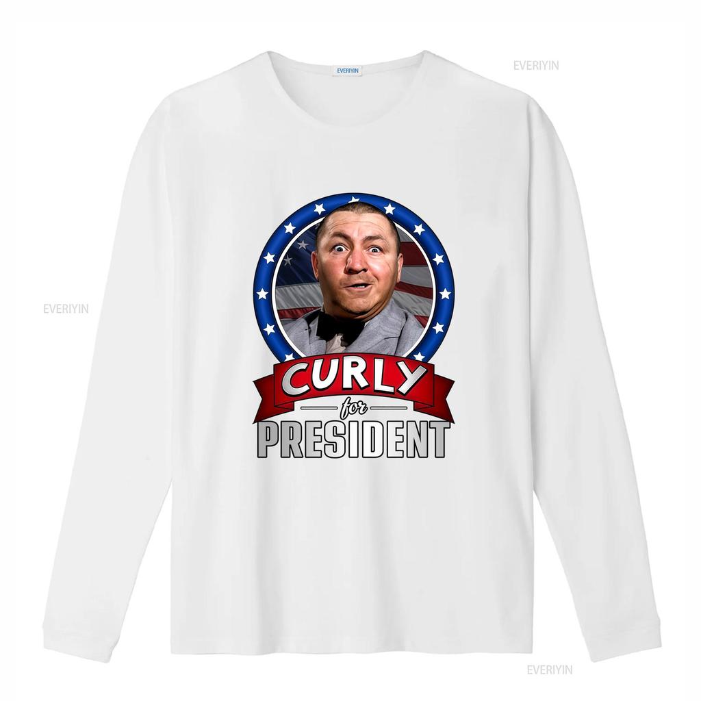 Funny Retro Three Stooges Curly For President Patriotic Print Casual T Shirt Vintage Washed Slightly Versatile Streetwear