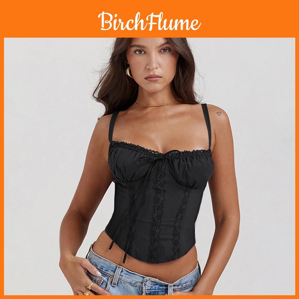 Summer Lace Spliced Bandage Sexy European Top For Women With Slim Fit Style