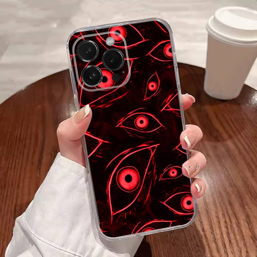 Scary Red Evil Demon Eyes Phone Case For iPhone 17,16,15,14,13,12,11 Plus,Pro,Max,XR,XS,Plus,E,SE4,Mini Transparent Cover