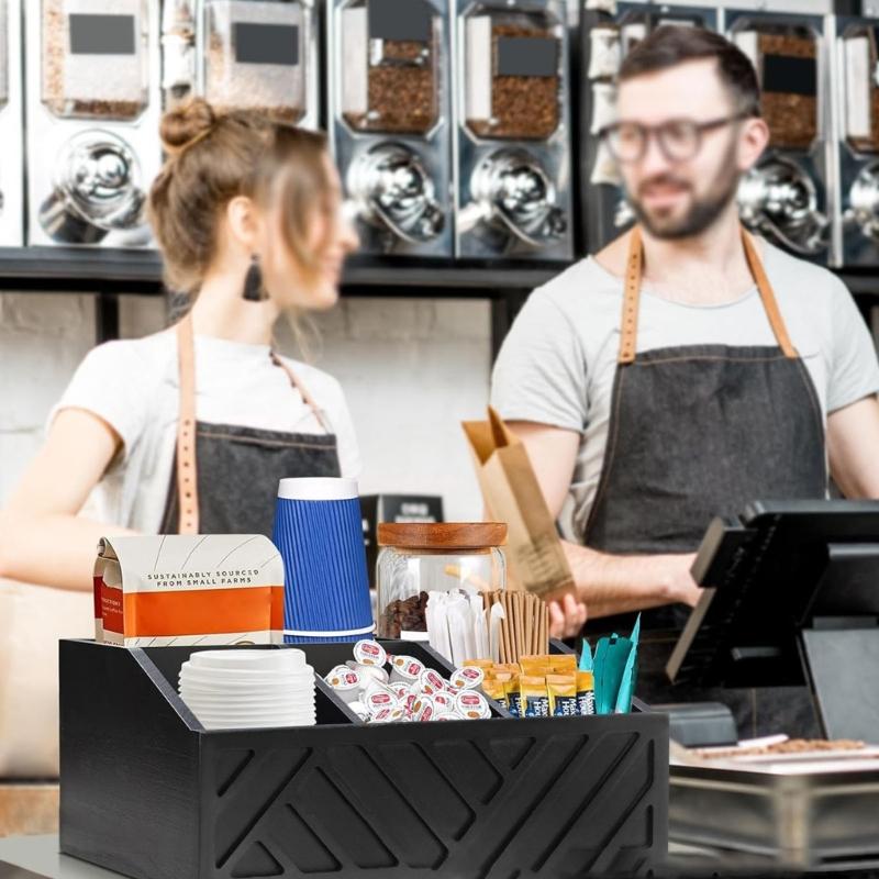 Multipurpose Coffee Organizers with Engraved Designs Portable Accessory for Creating Clean Coffee Bar Environment