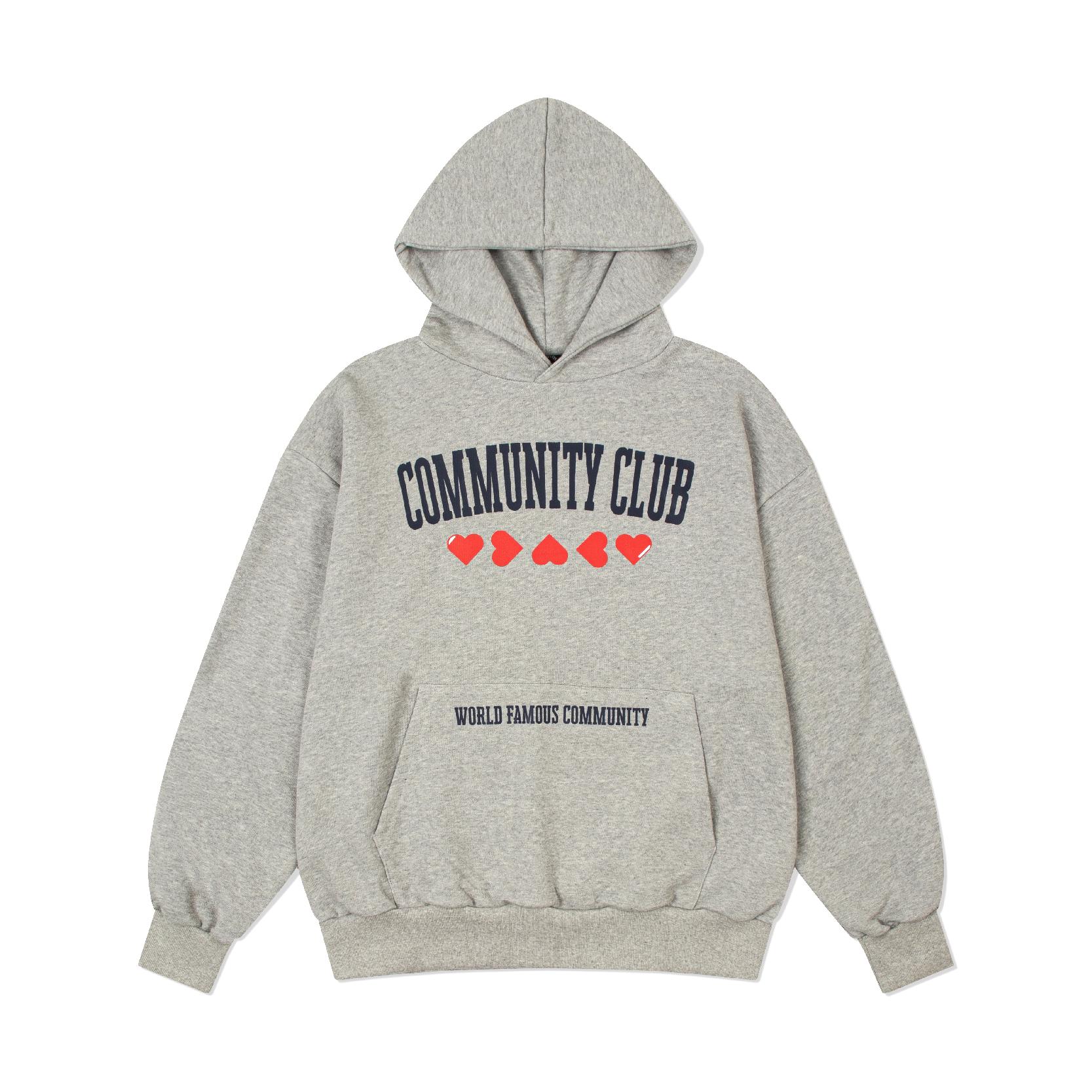 Community Club College Heart Hoodie Gray L