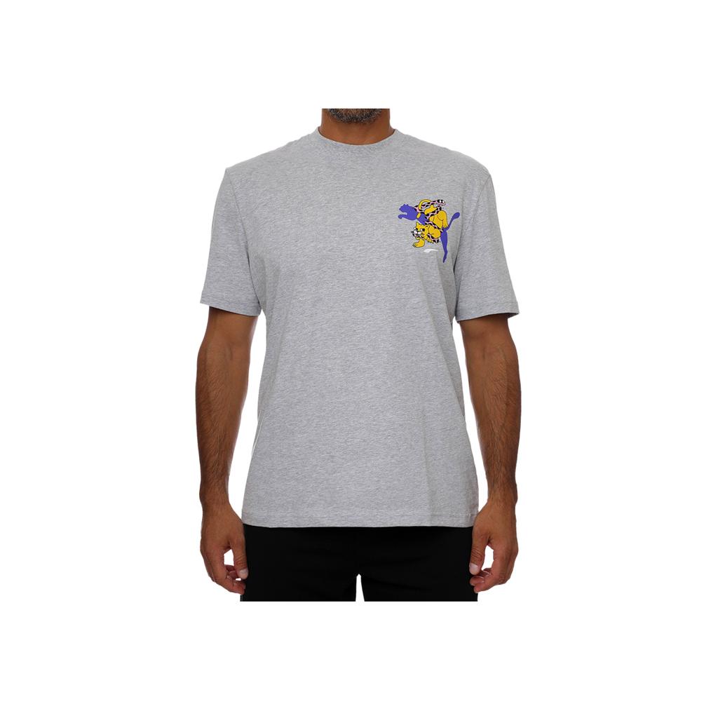 Puma Cartoon Print Sports Crew Neck Short Sleeve T-Shirt Men Tops Grey 530222-04