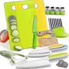 Toddler Kitchen Utensil Set - Toddler Safe Kitchen Knife Set For Real-life Cooking With Toddler Safe Plastic Knives - Kids Cutting Board