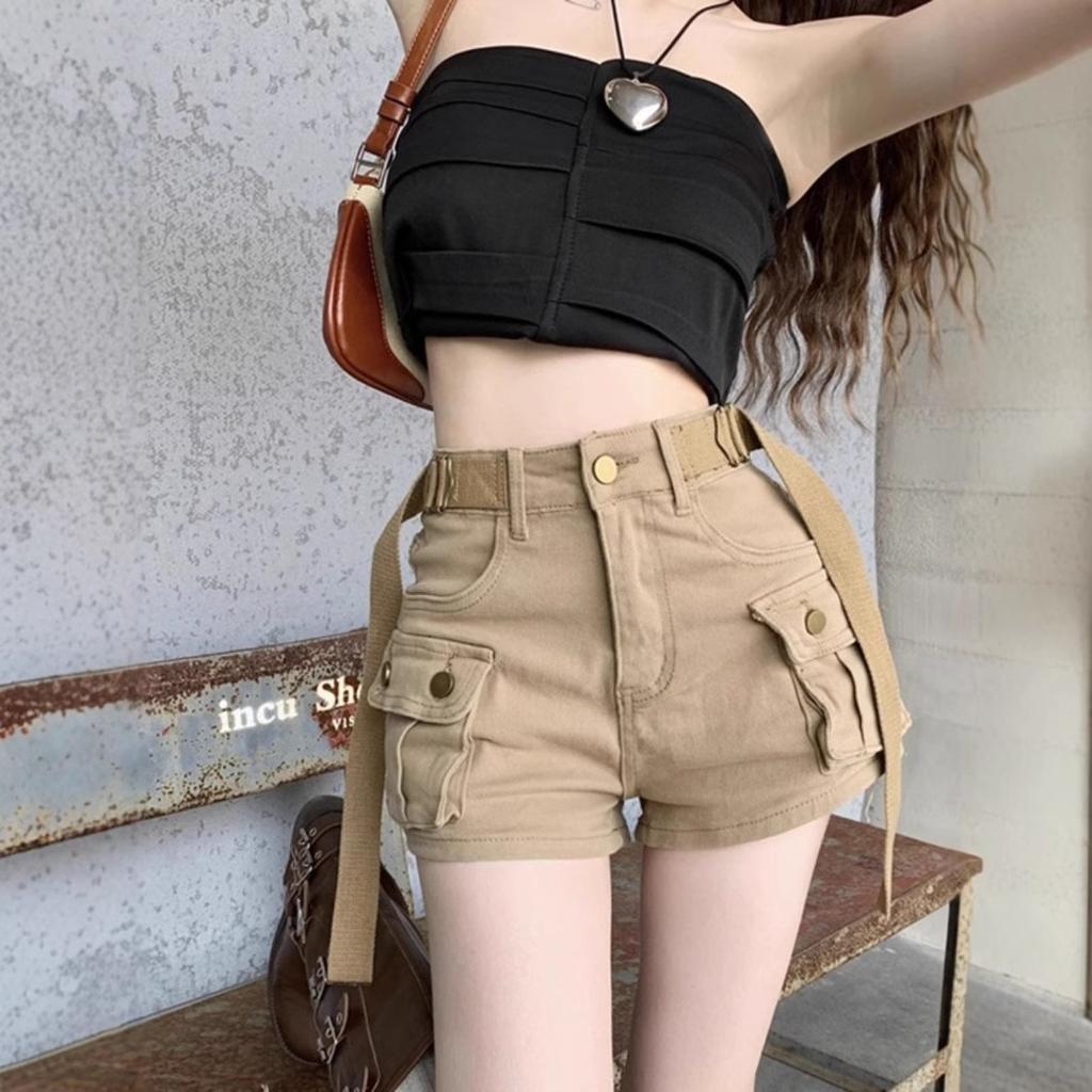 Denim Overalls Shorts Women's Elastic and Versatile Summer High Waist Hip Lift Personalized Hot Pants Tide Vibe Women's Statement Casual Shorts