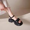 Popular thick-soled Roman sandals women's summer outer wear fairy style 2025 new French high-end thick-heeled beach shoes
