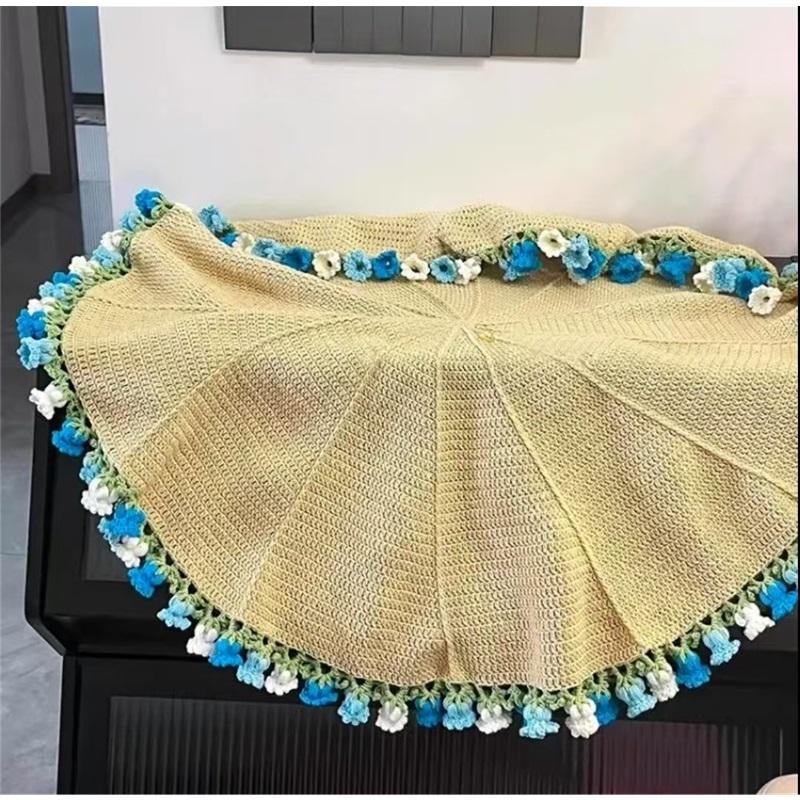 Rose Flower Bouquet Blanket DIY Kit Milk Cotton Yarn Hand Knitting Blanket Creative Gift For Best Friends Cozy Throw Blanket