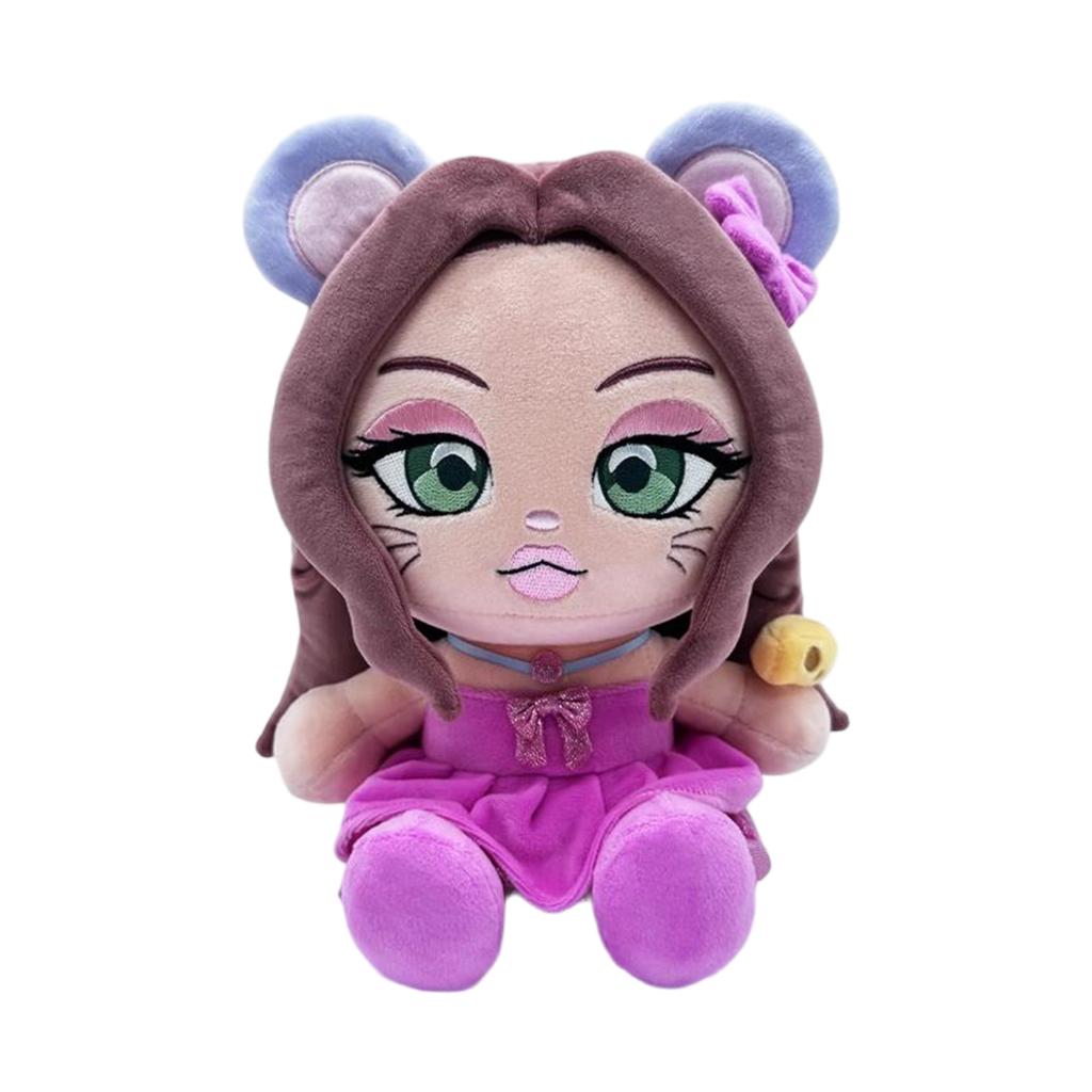 Soft Plush Stuffed Doll Toy with Animal Ear Hood Sitting Position Fabric Material Suitable for Children and Collectors