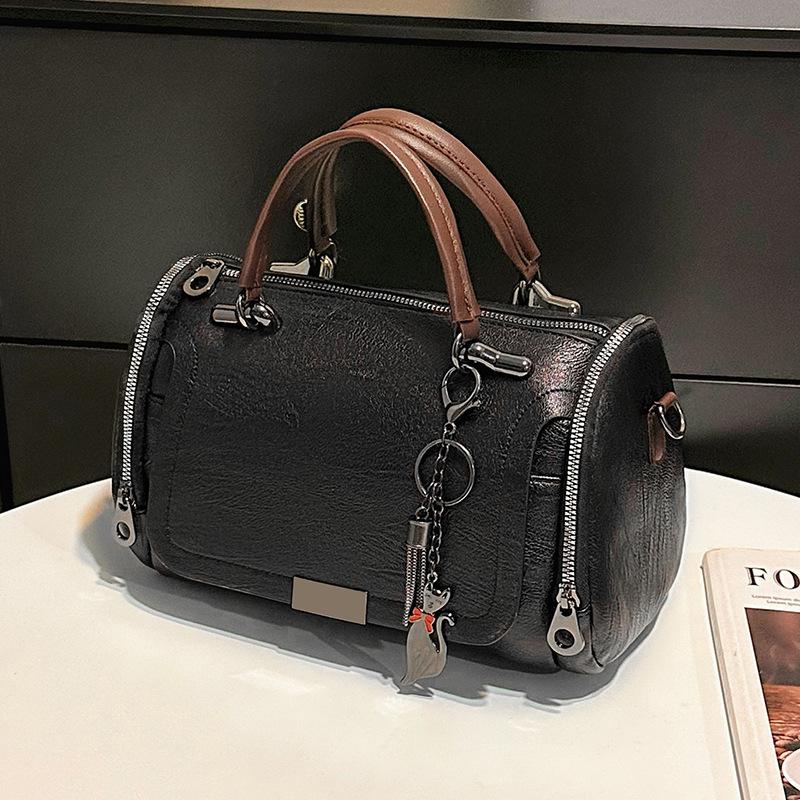 Бостонская сумка: Универсальная, Модная, Повседневная сумка-подушка, Сумка большой вместимости чёрный