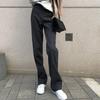 2025 Damen Graue Wollhose mit hohem Bund und weitem Bein: Schlankmachend, lockere Passform für Herbst/Winter