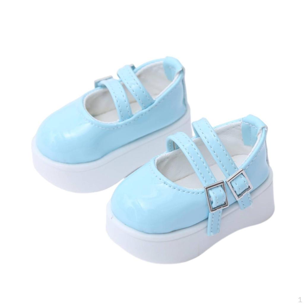 BJD Doll Shoes Buckle Straps Mary Janes Glossy Toy Accessory Black