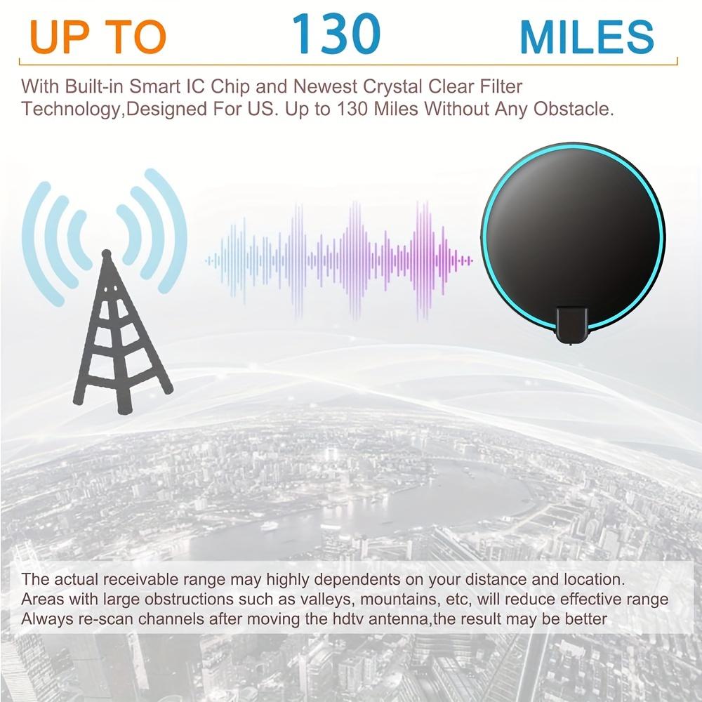 Digitale HDTV-Antenne mit großer Reichweite, 100 Meilen, verstärkter Signalverstärker für den Innenbereich, unterstützt 4K 1080P, UHF, VHF, FM, lokale Kanäle mit