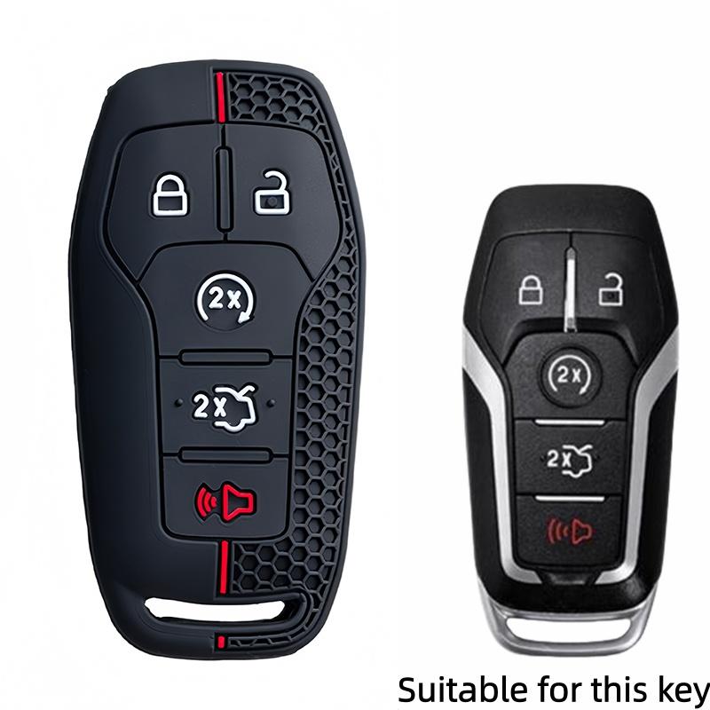 

Remote Silicone Car Key Chain Ring Shell Cover Case Holder 5 Button For Ford Explorer Edge Mustang F Series Truck