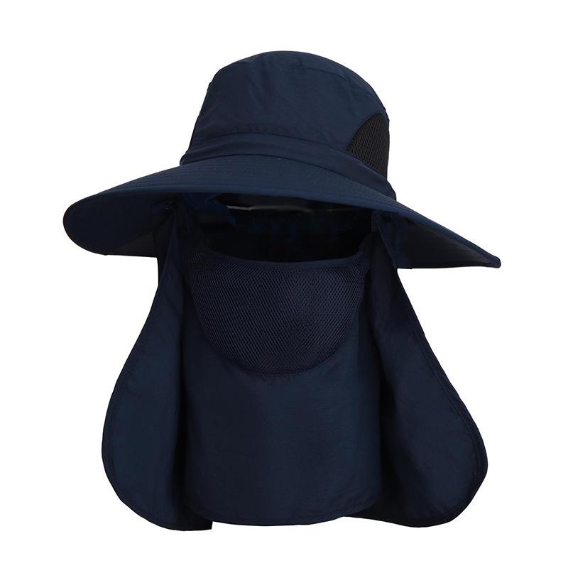 Summer sun protection hat men and women outdoor large brim bucket hat removable UV protection quick drying sunshade sun hat