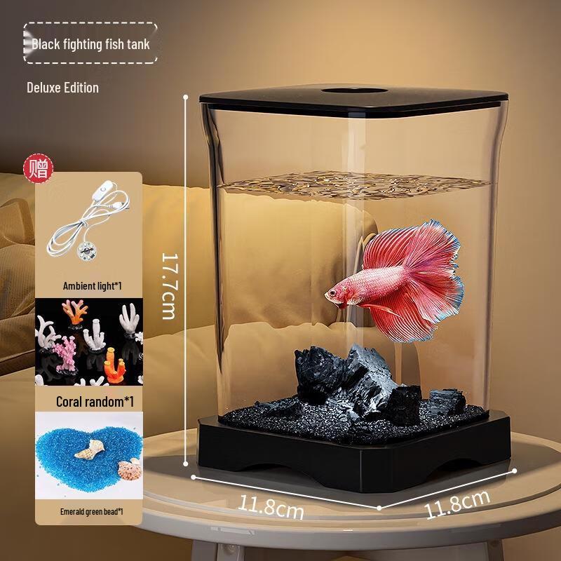 JINGRUIXIANG Desktop Betta Fish Tank with LED Light