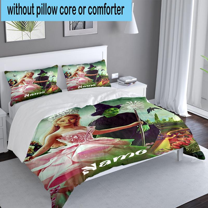 3PCS Custom Name Magic Friendship witch Bedding Set, Including 1pc Duvet Cover And 2pcs Pillowcases, Suitable for dorms and bedrooms Gift