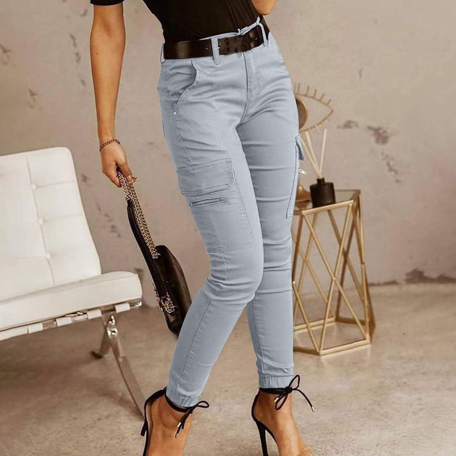 

Женские повседневные рабочие облегающие обтягивающие брюки-карго Active Fit Wide Leg Long Брюки с карманами M