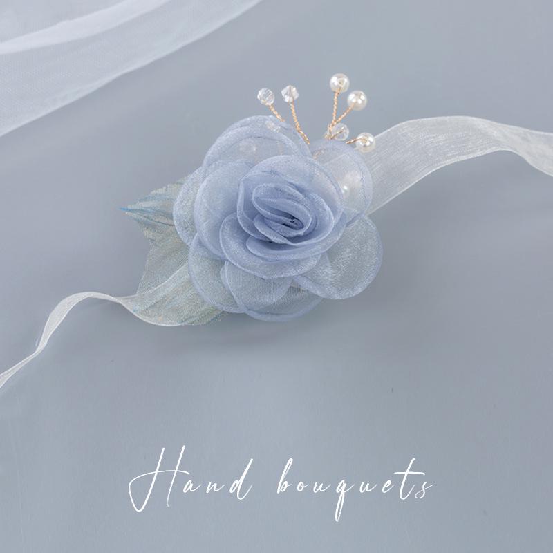 Корейский эстетичный браслет-бутоньерка для невесты и подружек невесты с жемчугом и кристаллами