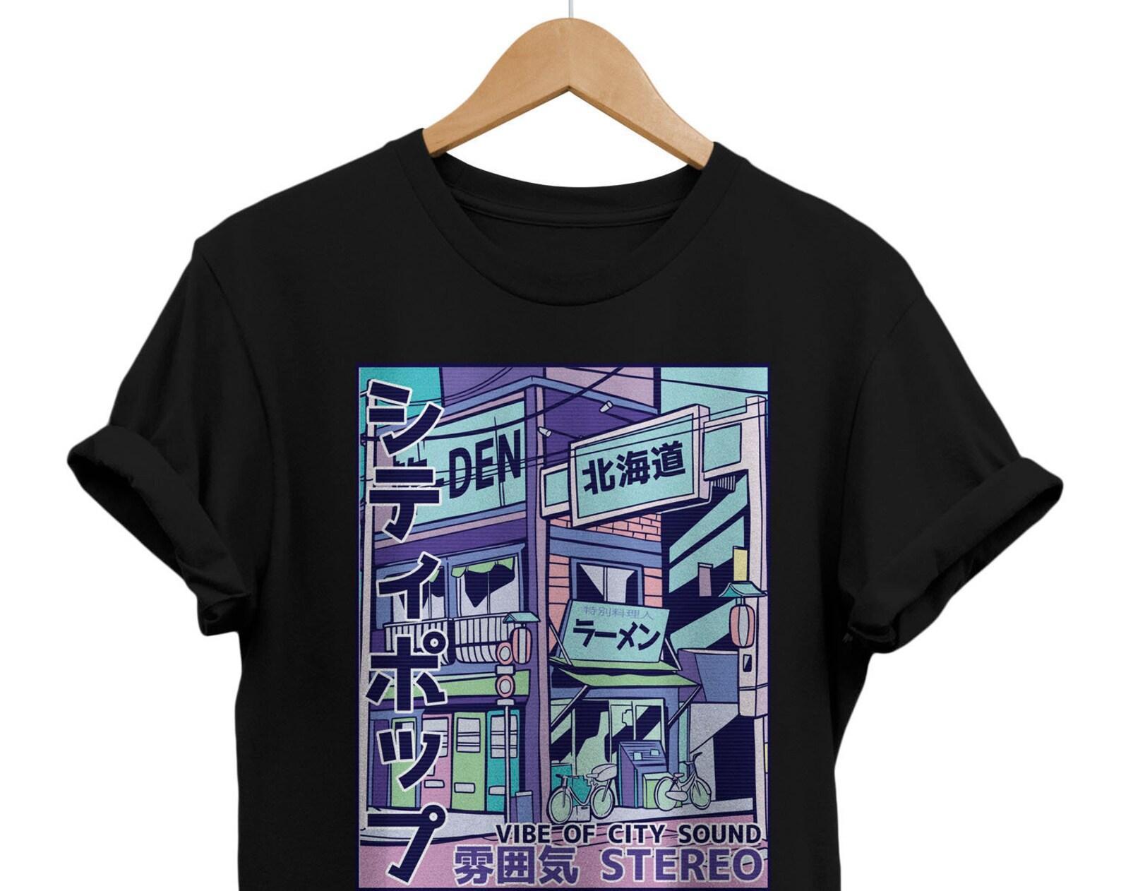 Vaporwave T-shirt, Tokyo City Graphic Tee, Japanese Streetwear S