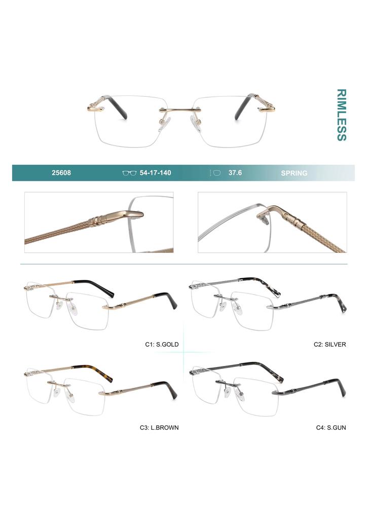 Fashion Custom Logo Gold Unisex Eyeglasses Stainless Square Rimless Glasses Frame for Men for Women