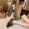 Milk Sweet Chestnuts~! Warm and Plush Deep-mouth Small Leather Shoes Women's Fluffy Loafers Winter Single Shoes
