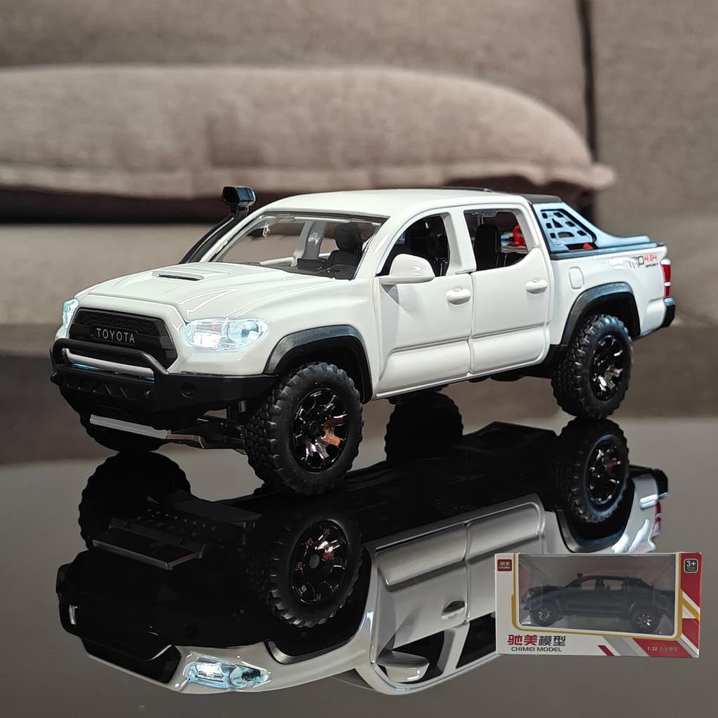 1:32 Scale Toyota Tacoma TRO Off Road Pickup Truck Alloy Diecast Travel Version Model Sound & Light Mini GT Ornament Collection