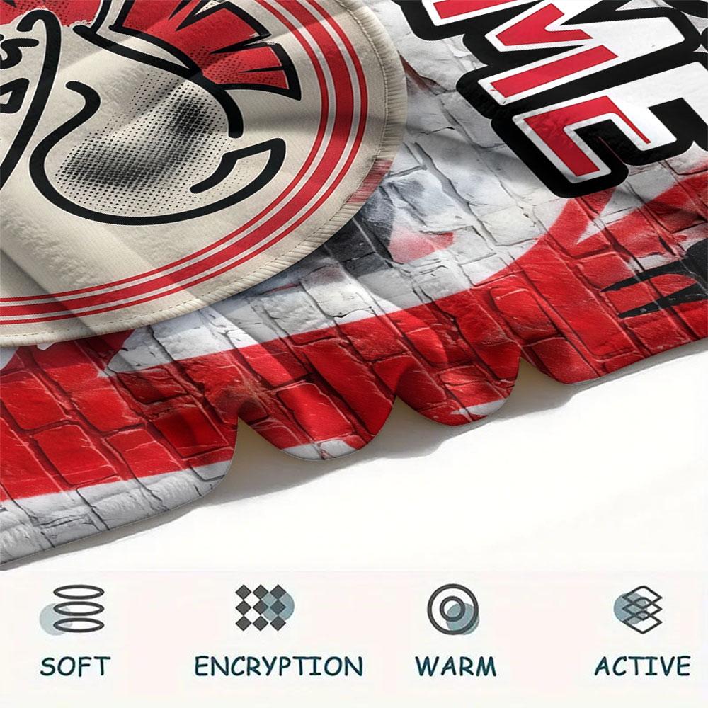 Custom Name,AFC Ajax Printed Flannel Blanket, soft throw for bedroom sofa, washable, Christmas present, great gift.