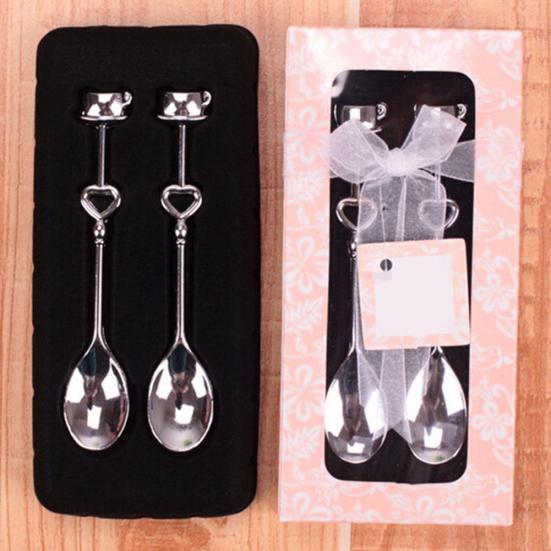 2 ks Love Heart Nerezová sada čajových lžiček na kávu Wedding Favor Party Gift