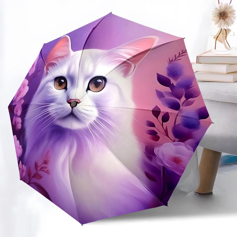 

1pc Cat Portrait Automatic Folding Umbrella Durable Iron Frame,All Seasons Home Travel Outdoor Multifunctional Umbrella yy251115109