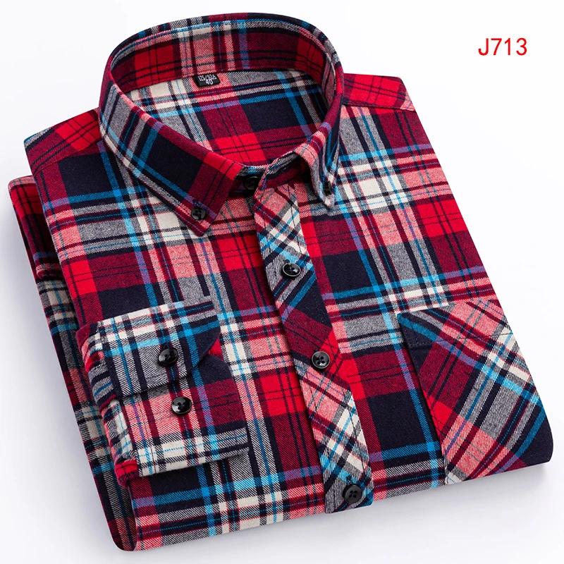 New Autumn Winter Fashion Men Casual Flannel Plaid Long Sleeve Shirts S-8XL Regular Fit Pocket Businessman Dress Shirts Daily