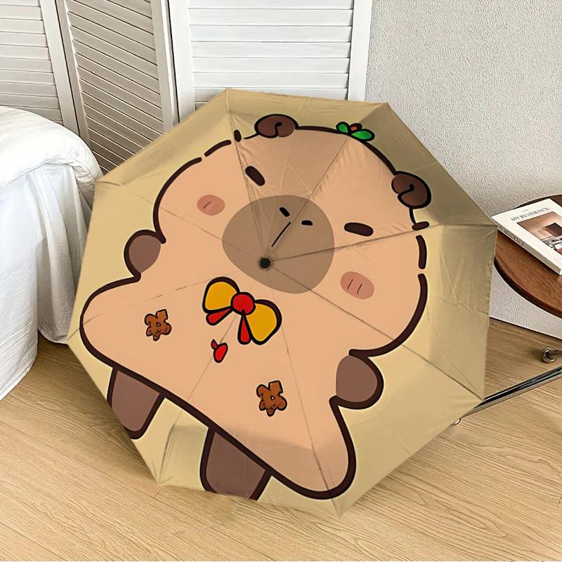 1pc Capybara Gingerbread Man Automatic Open/Close Umbrella, Formal Events - Ideal Gift for Family or Friends, Outdoor Accessory yy251211110